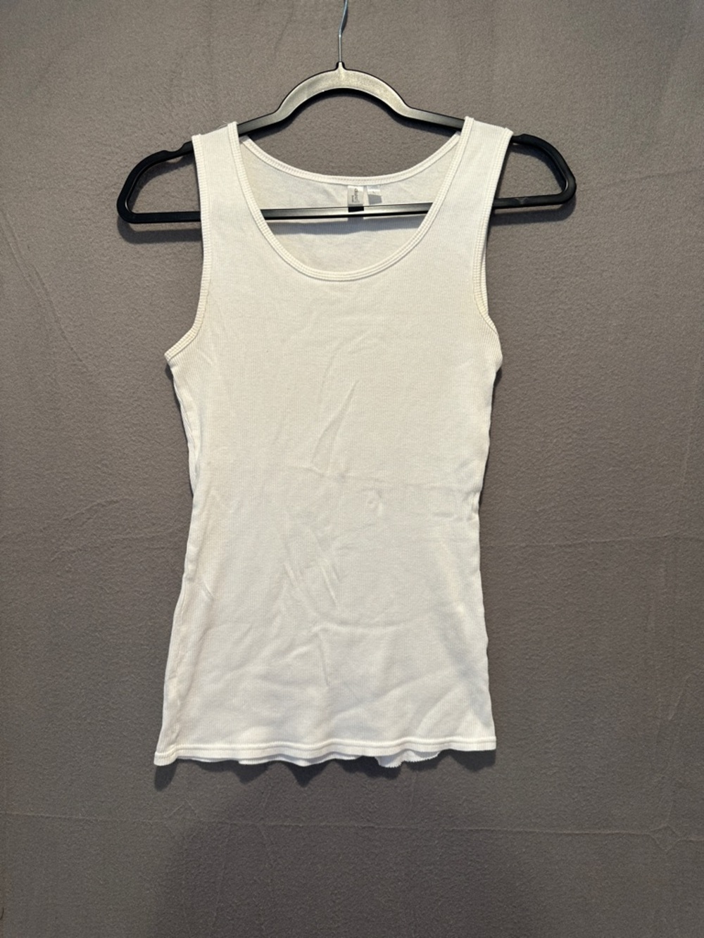 Women's White Ribbed Tank Top - Slim Scoop Neck